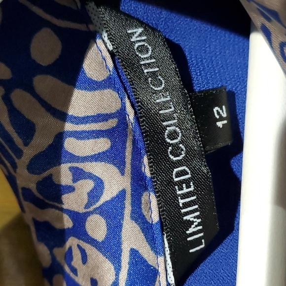 BLUE MIX BLOUSE MARKS & SPENCER LIMITED COLLECTION SIZE 12 INTERIOR LINED PLEATS - Picture 7 of 12